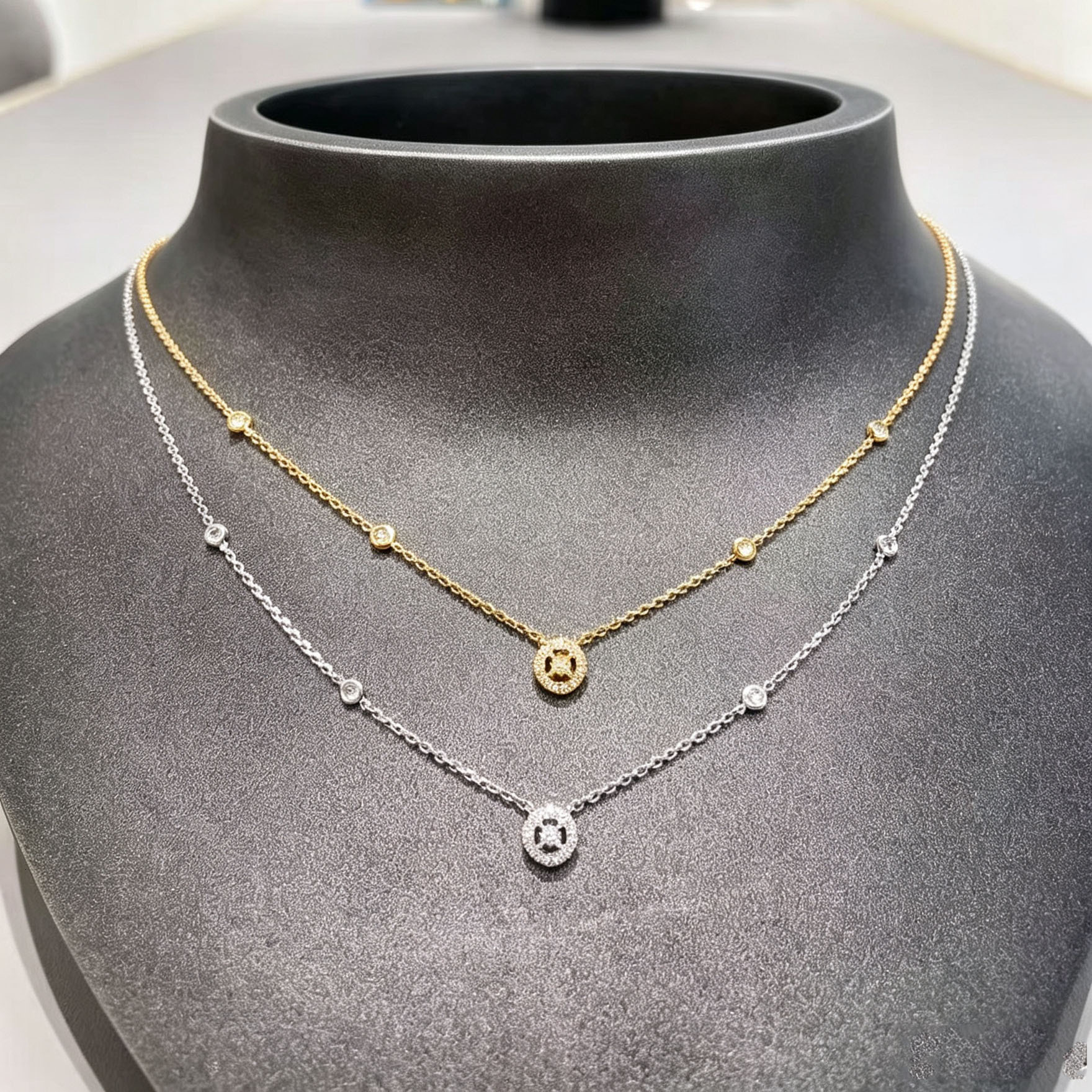 Messikaas Necklace Jewerly Designer Mesikaa Necklace For Woman Man Jewerly Round Diamond Full-diamond Necklace For Women Everyday Collarbone Chain