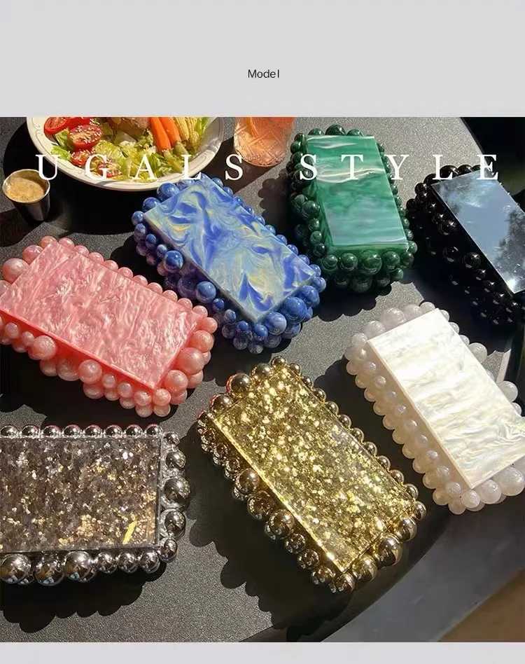 Evening Bags High Quality Shimmer Striped Acrylic Box Women's Handbag Fashion Evening Bag Wedding Party Clutch Purse Shoulder Bag H261016
