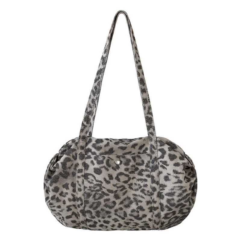 Evening Bags Wild Leopard Print Nylon Shoulder Bag Large Capacity Multipocket Tote Bag Trendy Women Casual Purse Guangzhou High Quality Bag H261016