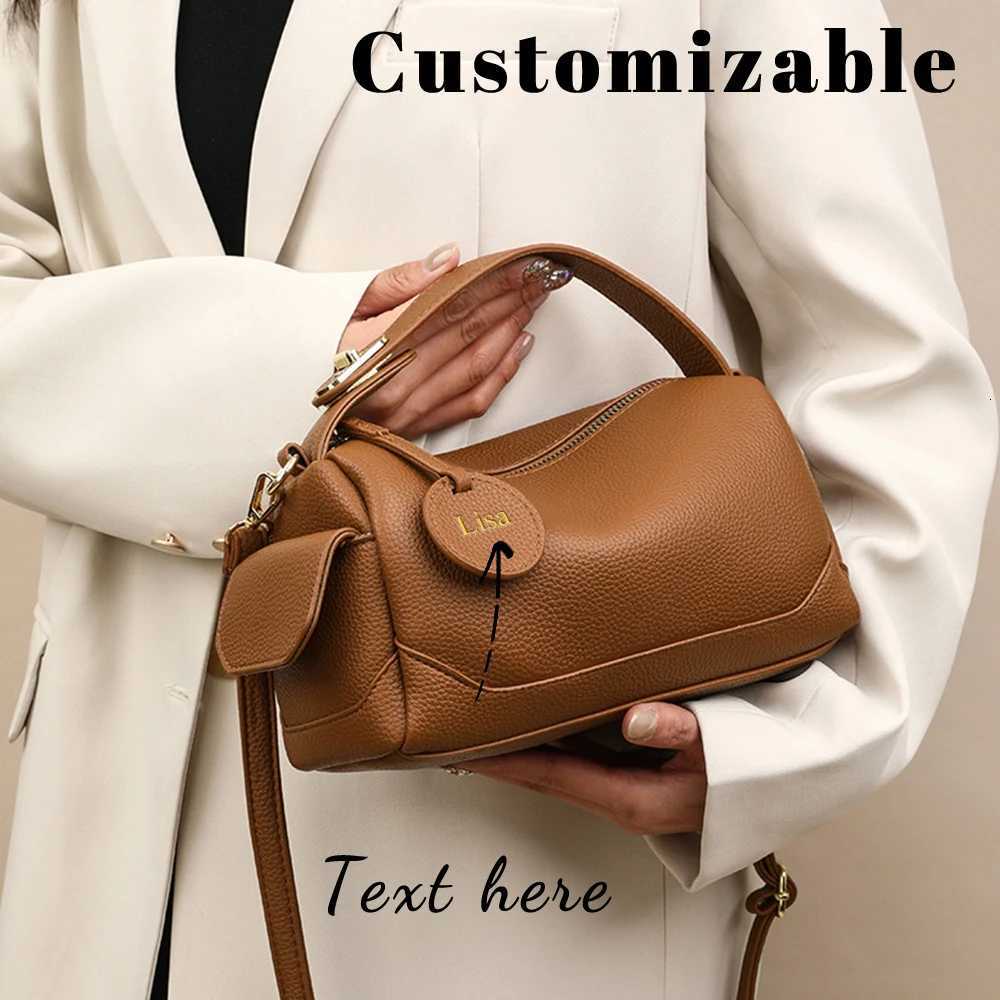 Shoulder Bags Customized Name Crossbody Soft Leather Large Capacity Commuter Boston Pillow Bag Lady's Bag Shoulder Bag H261016