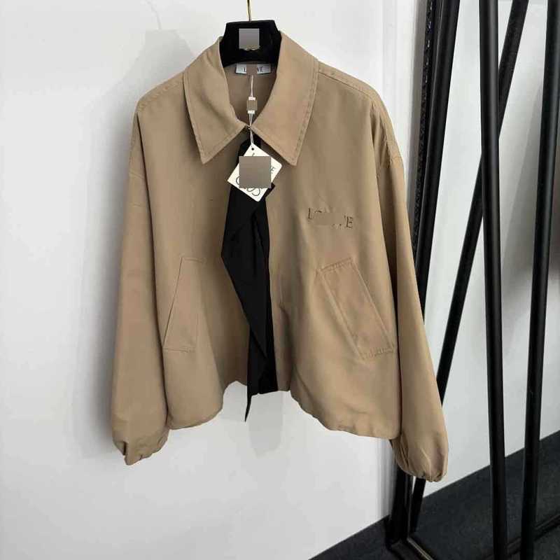 Women's Jackets Designer high-end new style embroidered letter black ribbon patchwork long-sleeve shirt jacket