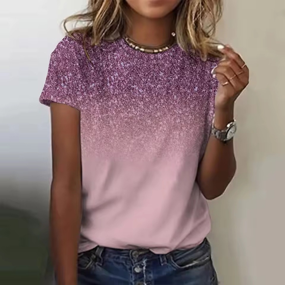 2026 Summer Women's Colorful T-Shirt Fashion 3D Printed Pattern Round Neck Short Sleeve Loose And Comfortable Top Clothing Free Shipping