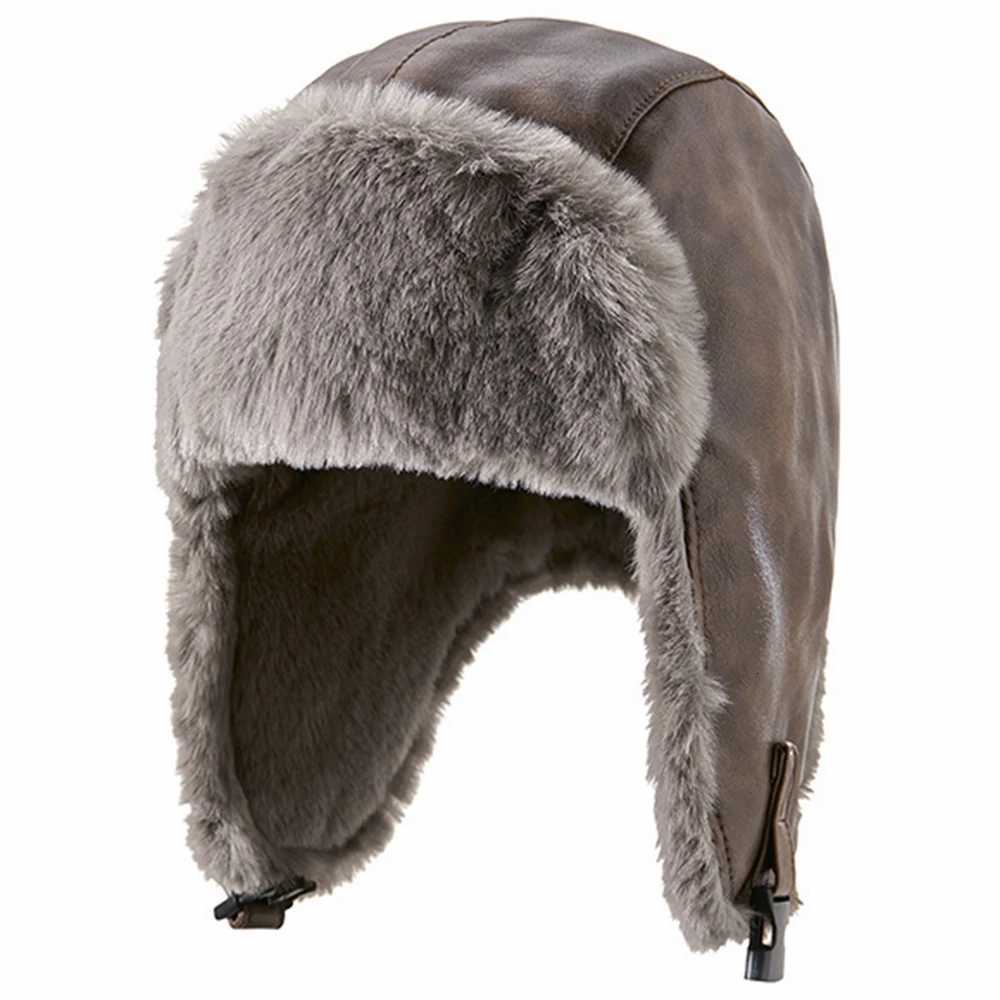 TrAPper Hats Men Winter TrAPper Trooper EarflAP Warm Russian Waterproof Ski Hat Women Bomber CAP Ear Protectors Dad Thick FLeece HatsT261017