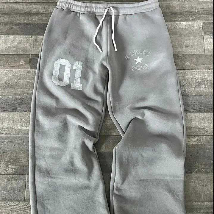 2026 Summer Grey Washed Sweatpants 3D Printed Elastic Waist Baggy Trousers Men's Casual Quick Drying Streetwear S2610168PWP