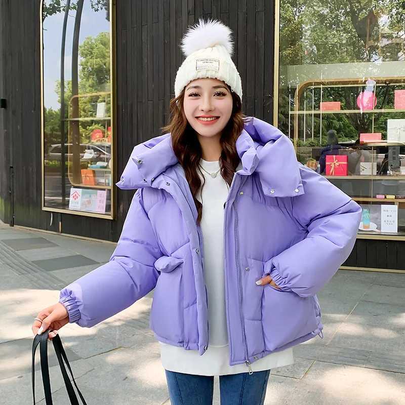 Women's Down Parkas Streetwear Down Cotton Parkas Women's Cotton-padded Jacket Short Coats Oversize Loose Hooded Bread Clothes Student Aut
