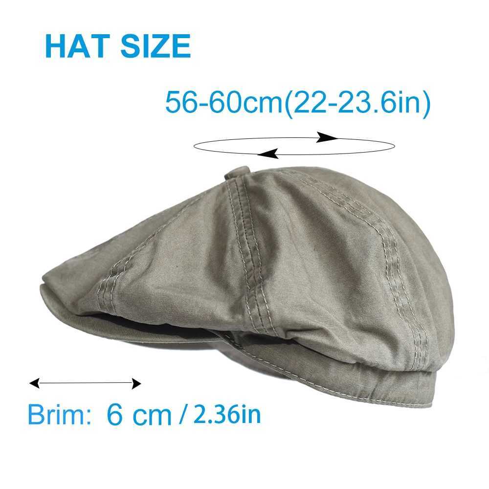 Cotton Newsboy Cap Washed Peaky Octagonal Hat Vintage Casual Cap Solid Berets Visor Gatsby Flat Ivy Hat M261016