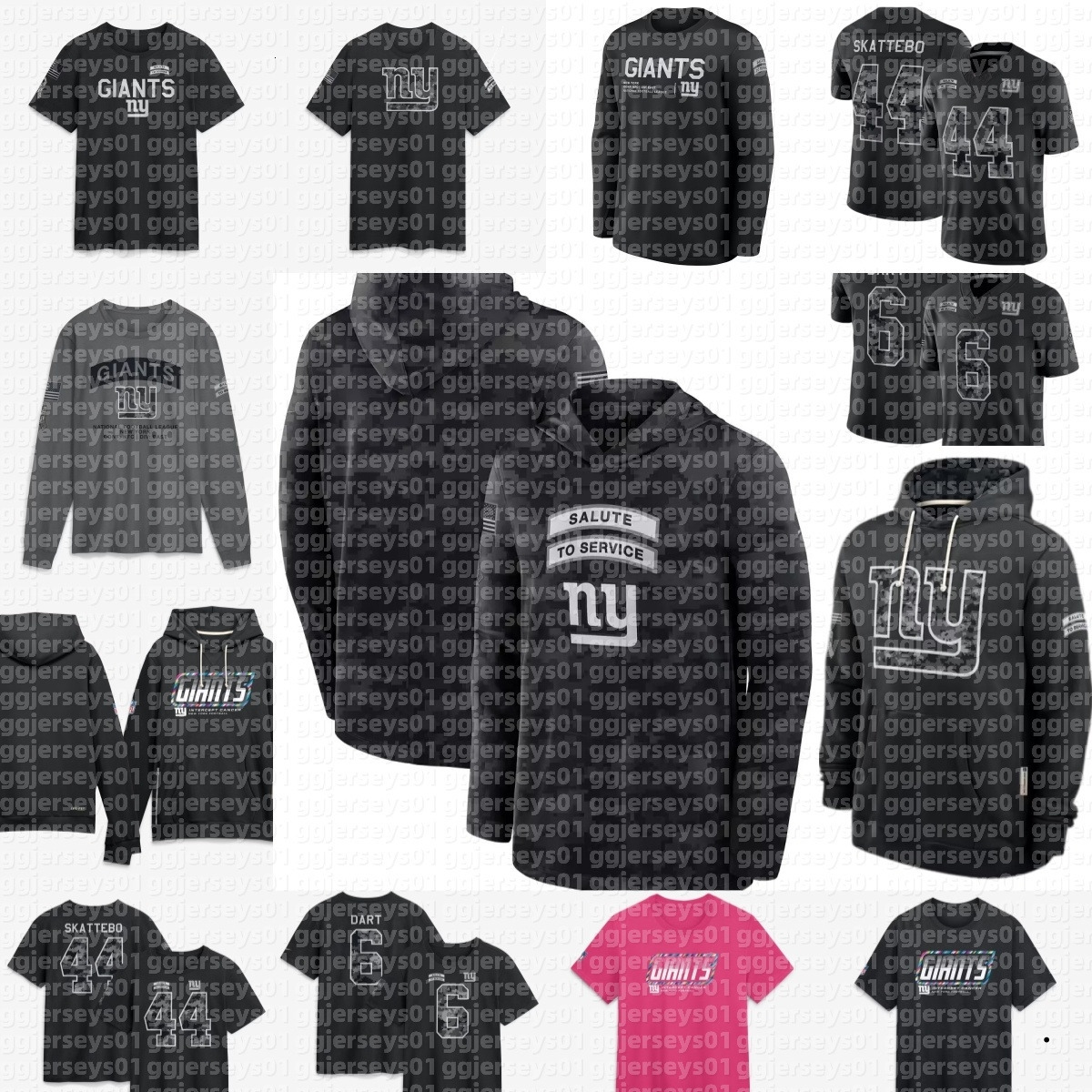 Giants Men T-shirt 2026 Salute to Service Sideline Pullover Hoodie Long sleeves Jerseys Women Youth Black Jacket