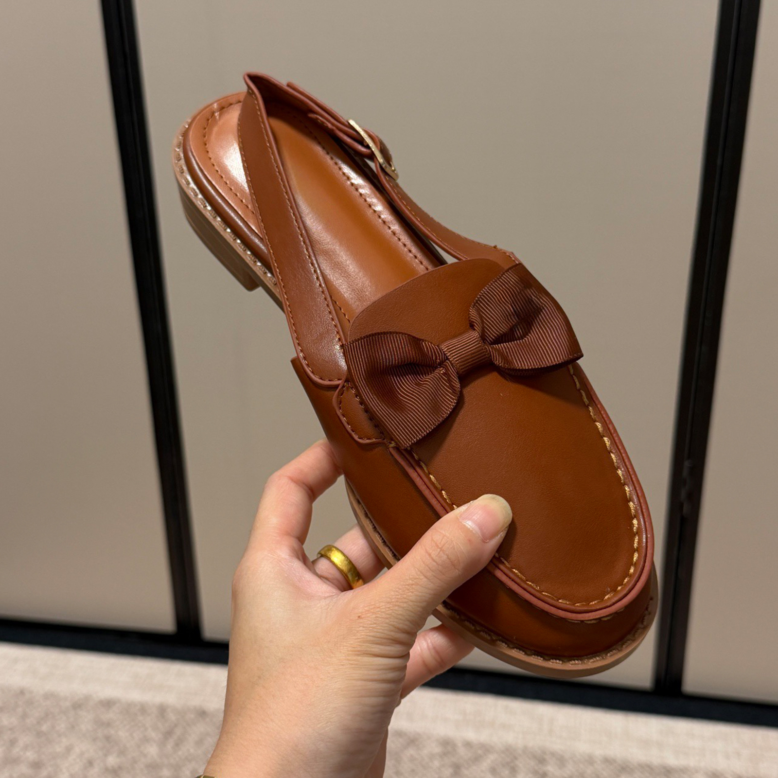 Loafer Designer Slingback CC Loafers Real Leather Open Toe Ballet Loafers Luxury Women Flats Mules Summer Slip-on Sandals Party Dress Shoes Casual s
