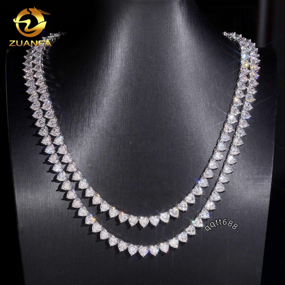 Fashion Female Elegant Jewelry 6mm 925 Silver Hip Hop Iced Out GRA Certificate Moissanite Cluster Heart Tennis Chain Women Gift