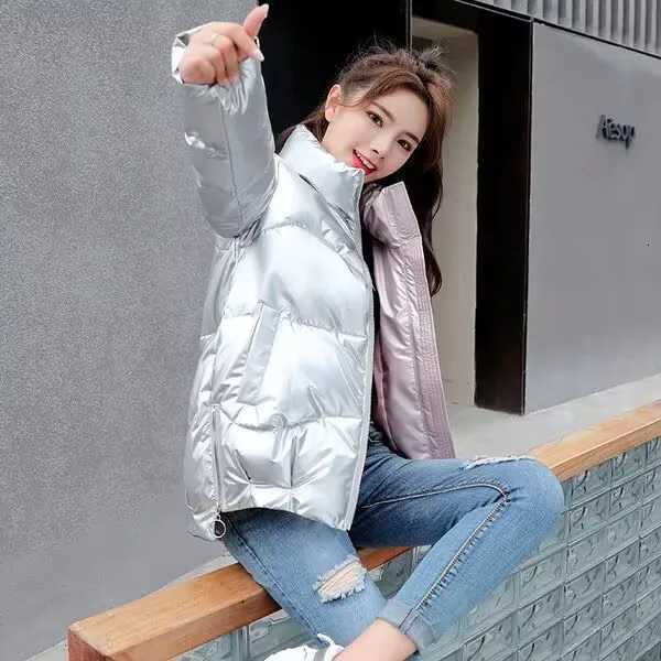 Women's Down Parkas Cotton Jacket Women's Short Style 2025 Winter Large Size Bright Down Cotton Jacket Women's Short Style Winter New