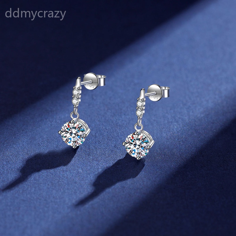 S925 Sterling Silver Moronite Stud Earrings Sparkling Drop Earrings Classic Minimalist Women Jewelry