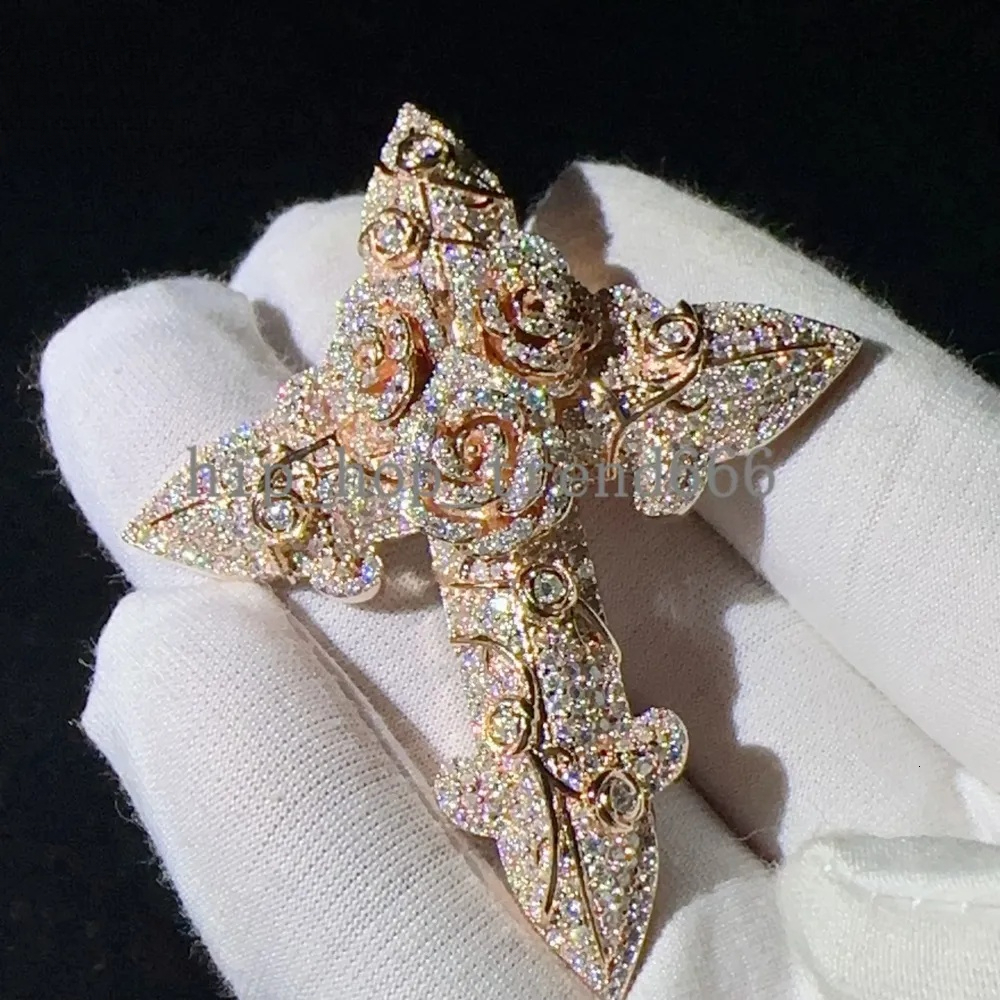 Custom Tennis Chain Sterling Silver 925 Vvs Moissanite Hip Hop Iced Out Jewelry Fashion Cross Pendant