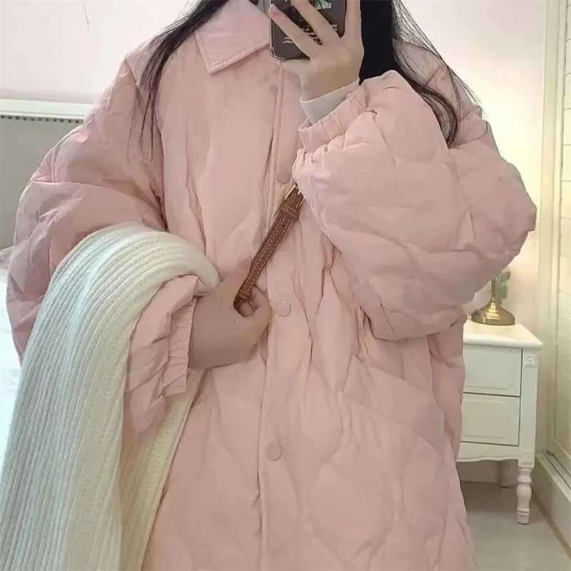 Women's Down Parkas Winter Femme Loose Short Parkas Outwear Korean Women Fashion Long Sleeves Cotton Padded Top Ladies Light Thin Down Cotton J