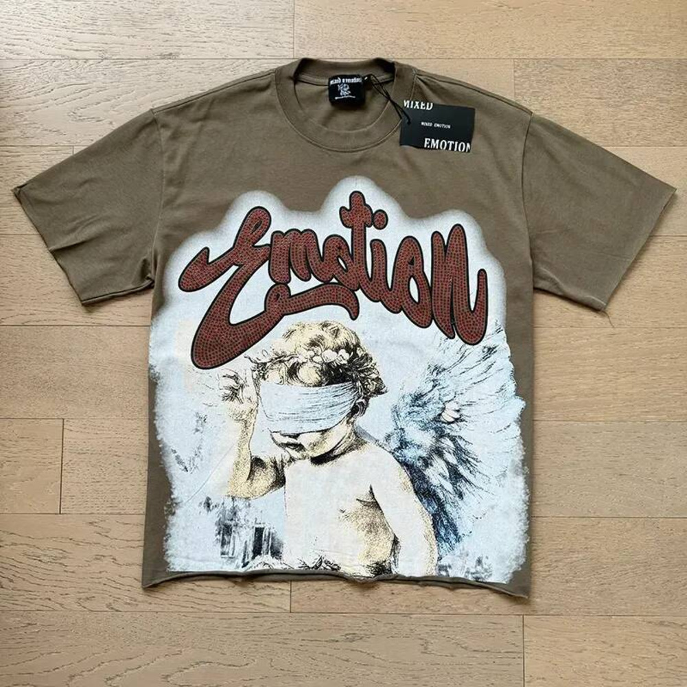 Mixed Emotions Shirt Men Shirt Y2k Harajuku Spider Web Shirt Summer Woman Loose Hip Hop Gothic Graphic Print Oversized Tshirt Punk Streetwear Emotio