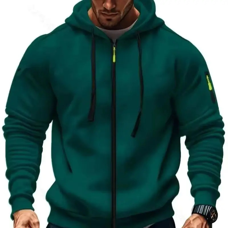 Mens Autumn Winter Hoodies Long Sleeve Sweatshirt Zipper n Hooded for Men Sportswear Slim Fit Casual Jacket 261016