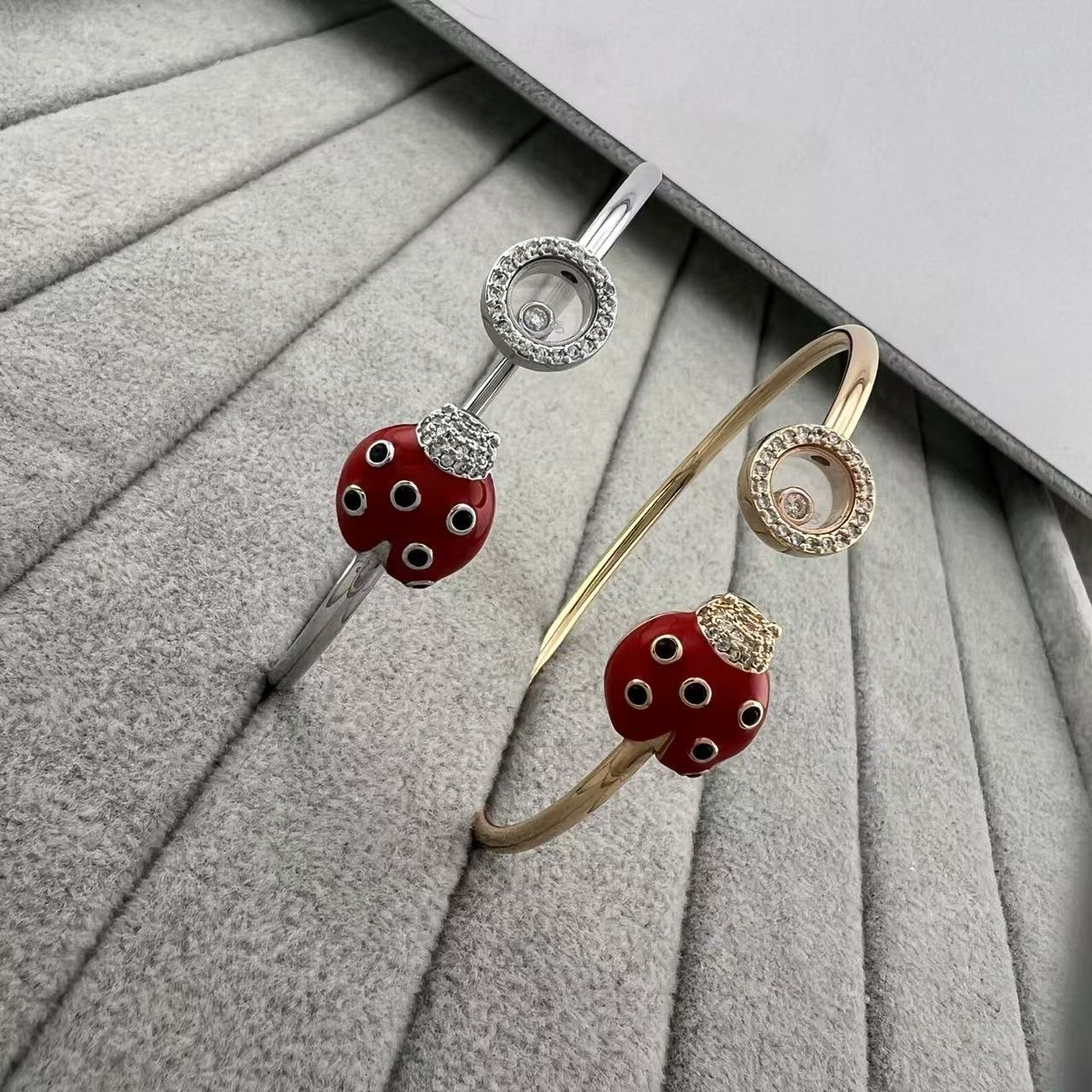Chopardlies Chopardity Jewelry Designer Chopars Happy Diamond Luxury Bracelet For Woman Men Luxe Bangle Single-diamond Red Ladybug Open Spring Brace