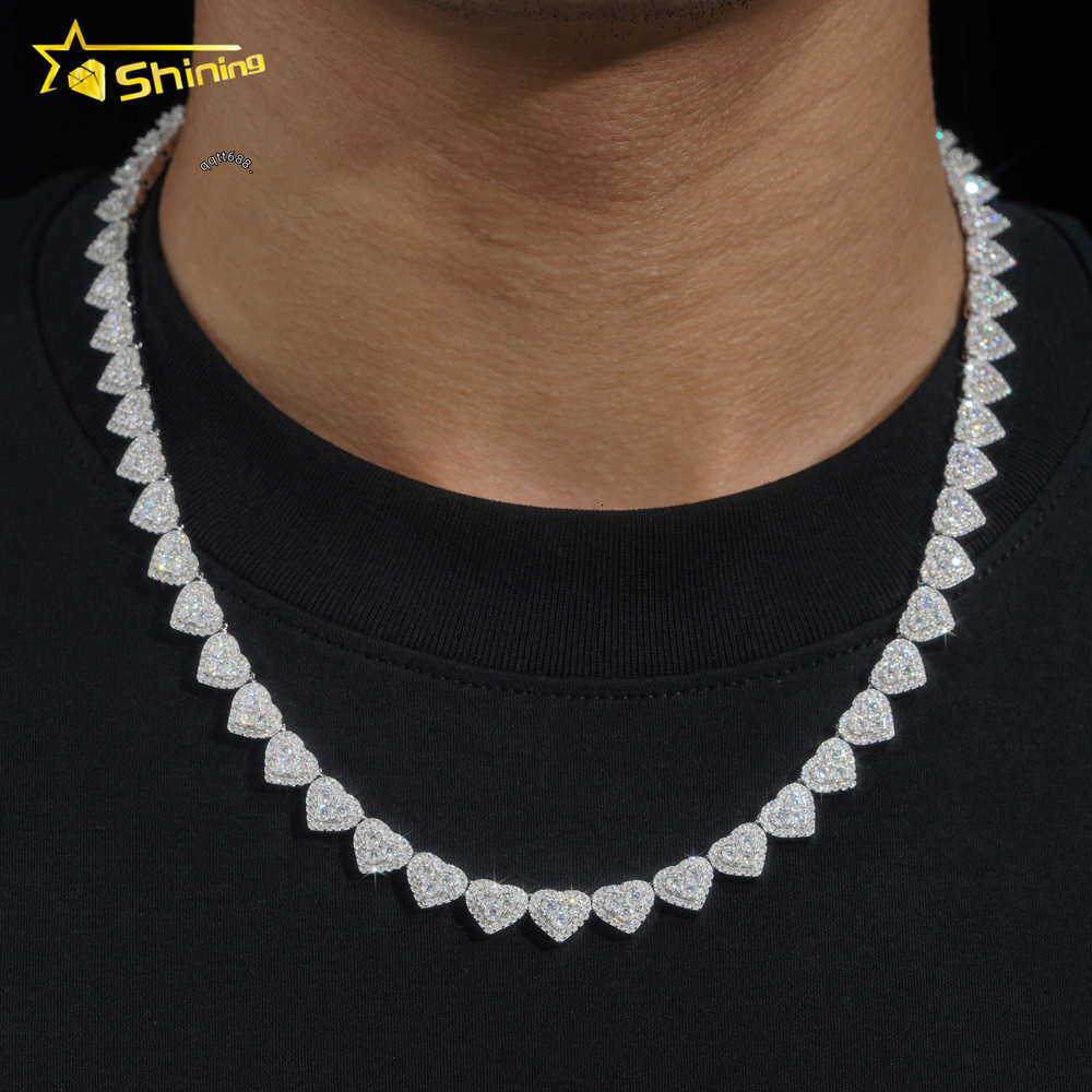 Hot Sale Heart Shape Iced Out Bracelet S925 Gold Plated VVS-FL Moissanite Fashion Chain Necklace