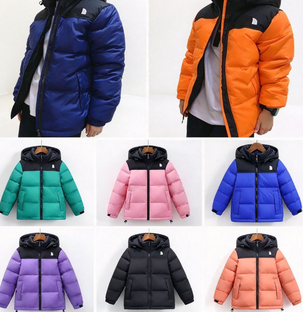 Premium Designer Kids Hooded Winter Down Parka Letter Print Black Puffer Jacket Windproof Warm Outerwear Unisex for Boys Girls Children Outdoor Dail