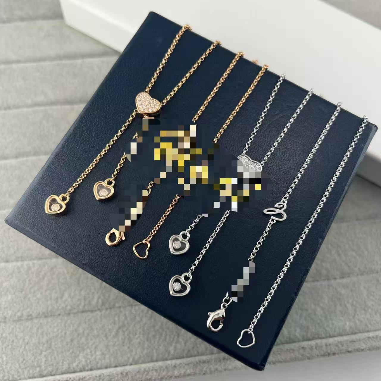 26 Chopardlies Chopardity Jewelry Necklace Chopars Happy Diamond Designer Necklace For Woman Man Full-diamond Heart-shaped Stretch Chain Pendant For