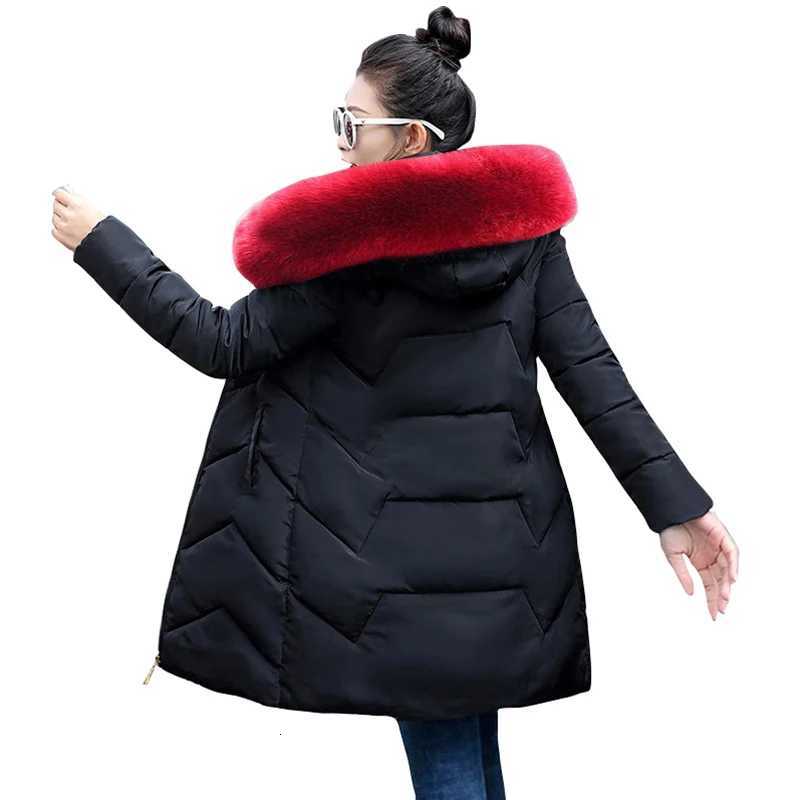 Women's Down Parkas Fake Fur Womens Parkas Black Outwear Plus Size 7XL Autumn Winter Hooded Coat Female Winter Jacket Women's Winter Down