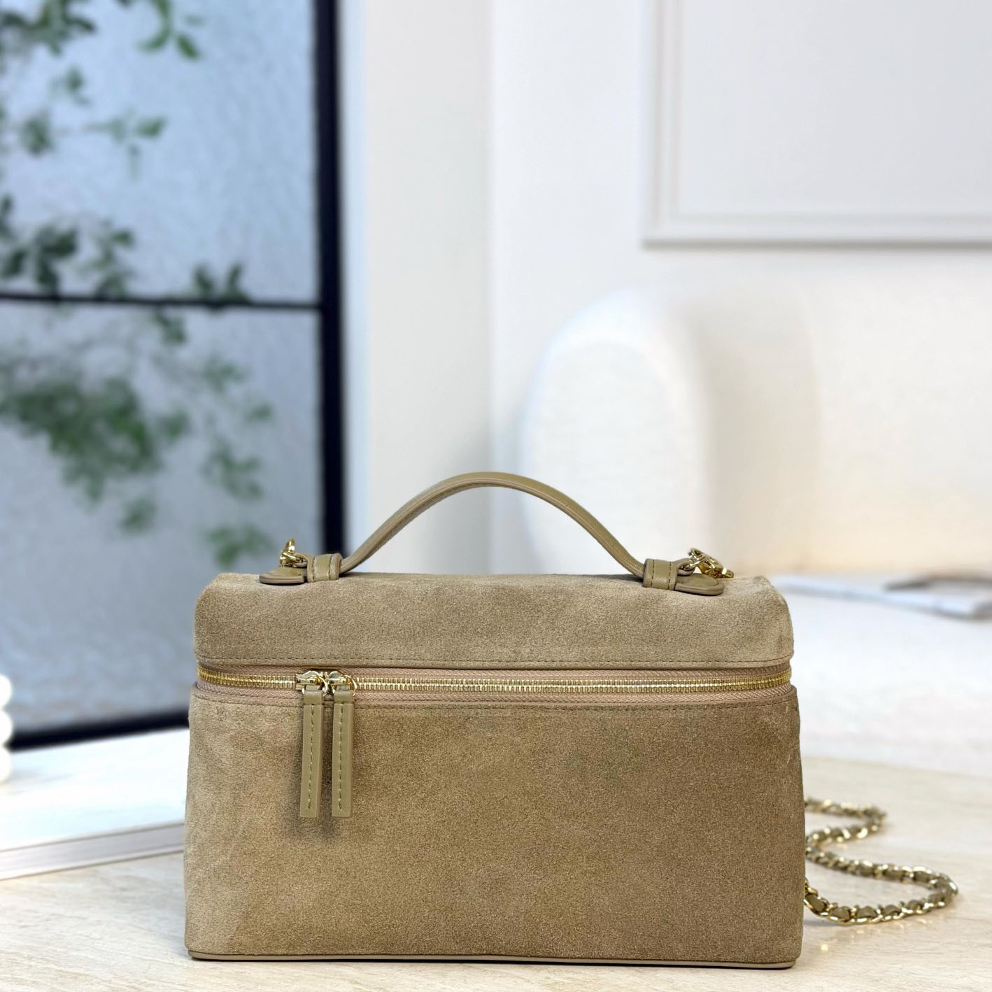Designer Bag 26A series suede box handbag top handle shoulder bag detachable chain for dating party outing