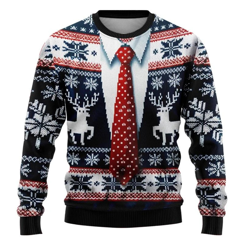 Christmas Lapel Ugly Sweater For Men Loose Pullover Sweatshirt Festival Party Unique Gift Xmas Sweaters 2026 261016