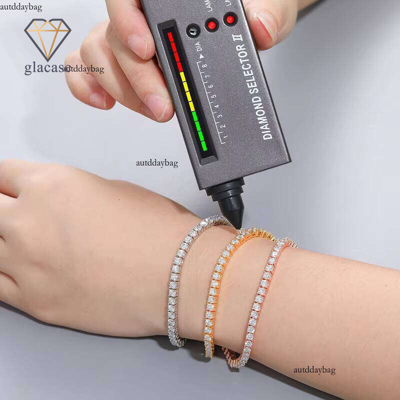 necklace High Quality Jewelry Hip Hop 4mm Sier Plated VVS Moissanite CZ Iced Tennis Chain Bracelet Men for women jewlery and Women Necklace