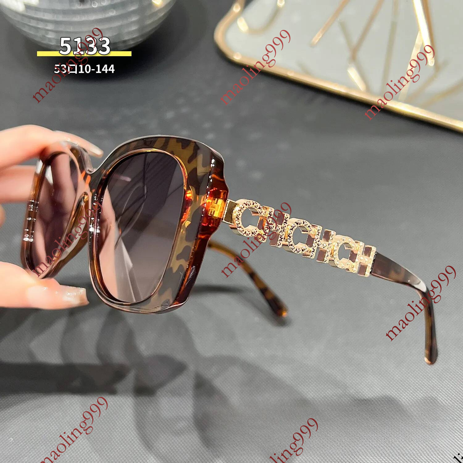 Designer Sunglasses Luxury New Fashionable Women Accessories Trendy Brand Metal Hollow Letter Legs Full Frame Sunscreen Polarized Outdoor Cycling Gl