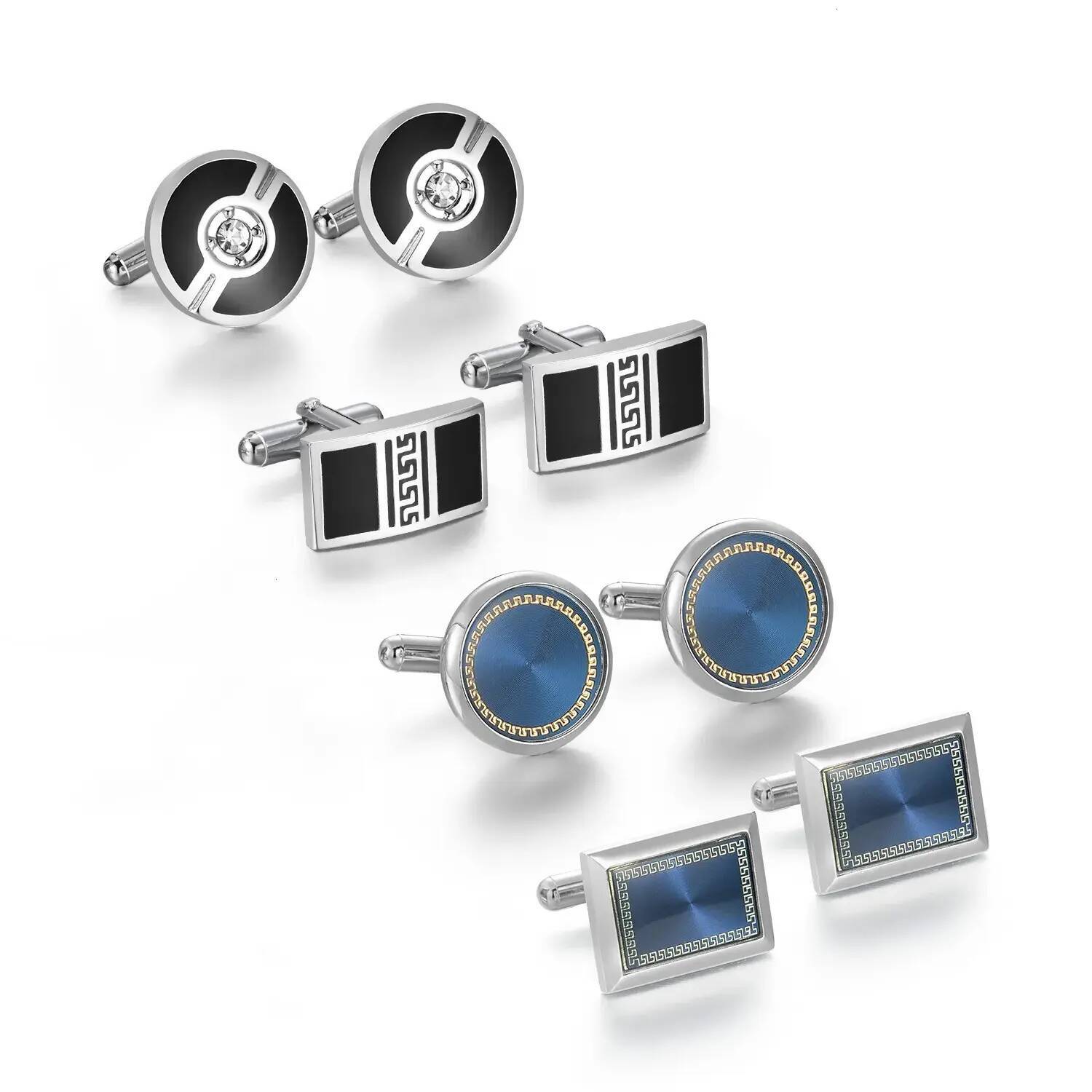 Cufflink 4 Pairs Cufflinks Set Cufflinks For Mens Wedding Souvenirs Groomsmen Gift Man pair Shirt Cufflink With Box Jewelry Tie Clips Bullet Ba