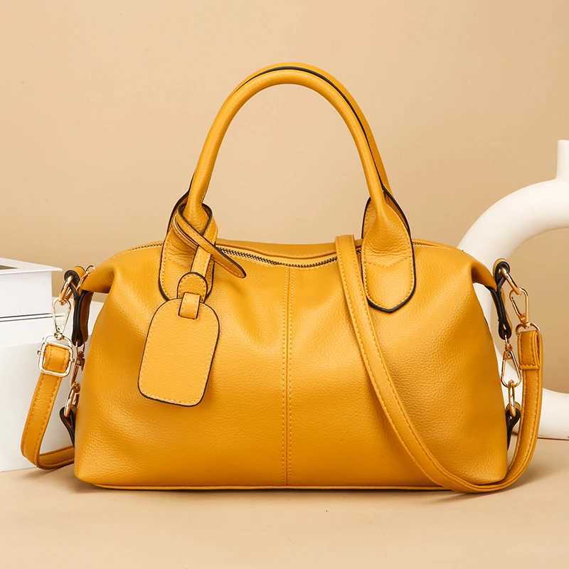Evening Bags Genuine Soft Leather Shoulder Bag For Women Casual Tote Bag Female Solid Color Purse Simple Design Handbag Commuting Sac H261016