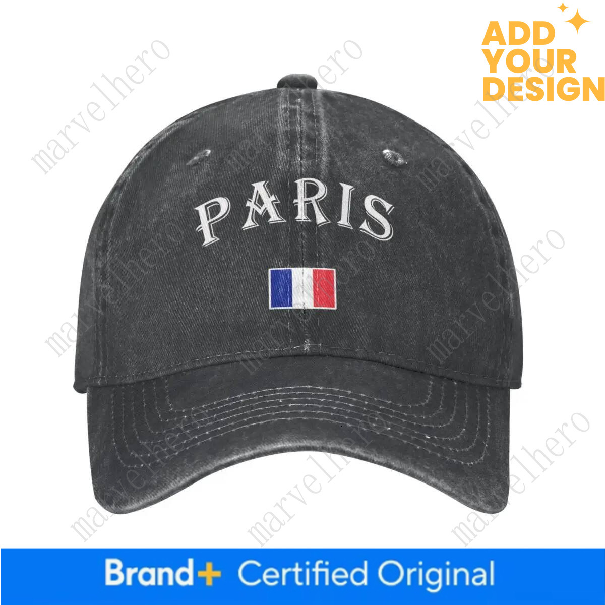 Paris France Flag Design Denim Washed Baseball Cap For Men Fashion Womens Snapback Caps Rock Sunscreen Hats