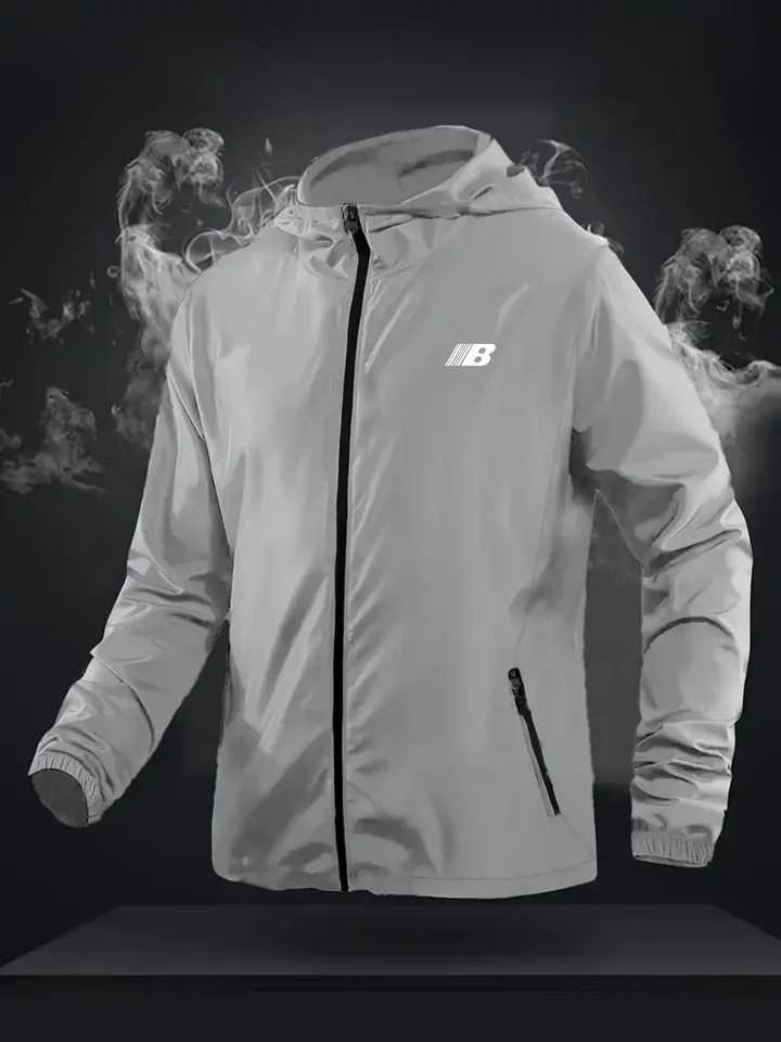 Mens Lightweight Hooded Jacket Zipper Pockets Casual Sport Outerwear For Running Daily Wear S261017MO8Z