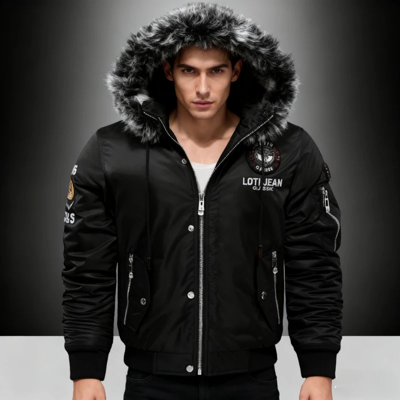 Thick Down Parka Coat Oversize Plus Velvet Keep Warm Winter Mens Black Blue Red Padded Jacket Men 261017