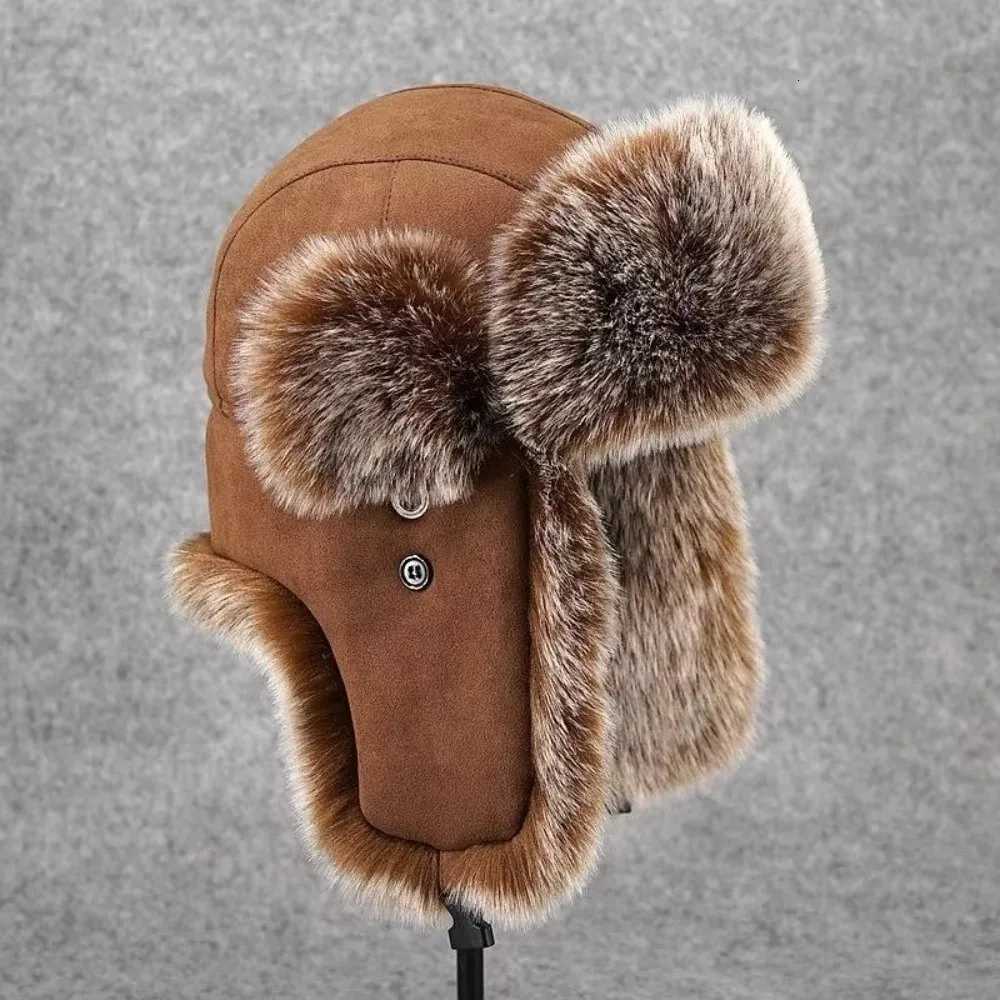 Trapper Hats Vintage Suede Fabric Men Lei Feng Hat Imitation Fur Thick Ear Protection Hat with Ear Flaps Cold-Proof Hat CyclingT261017