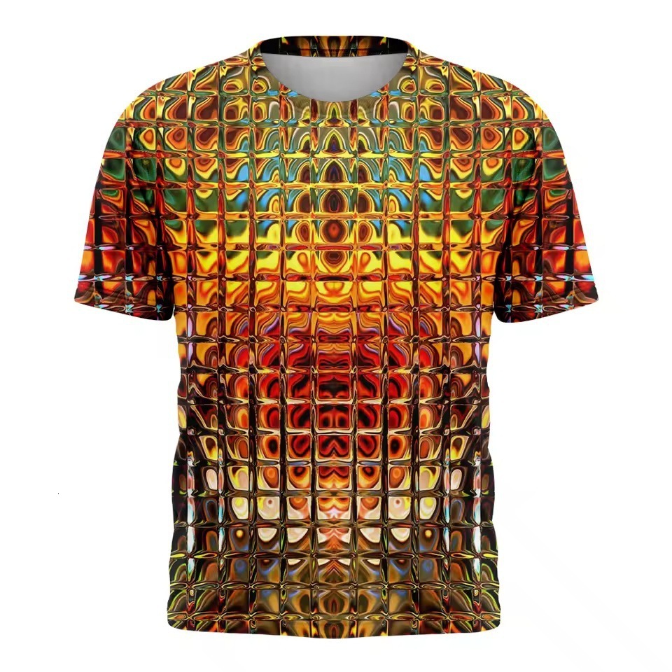 2026 Men's With Gradient Metallic Pattern, Round Neck Clothing, 3D Printed Outdoor Sports T-Shirt Free Shipping