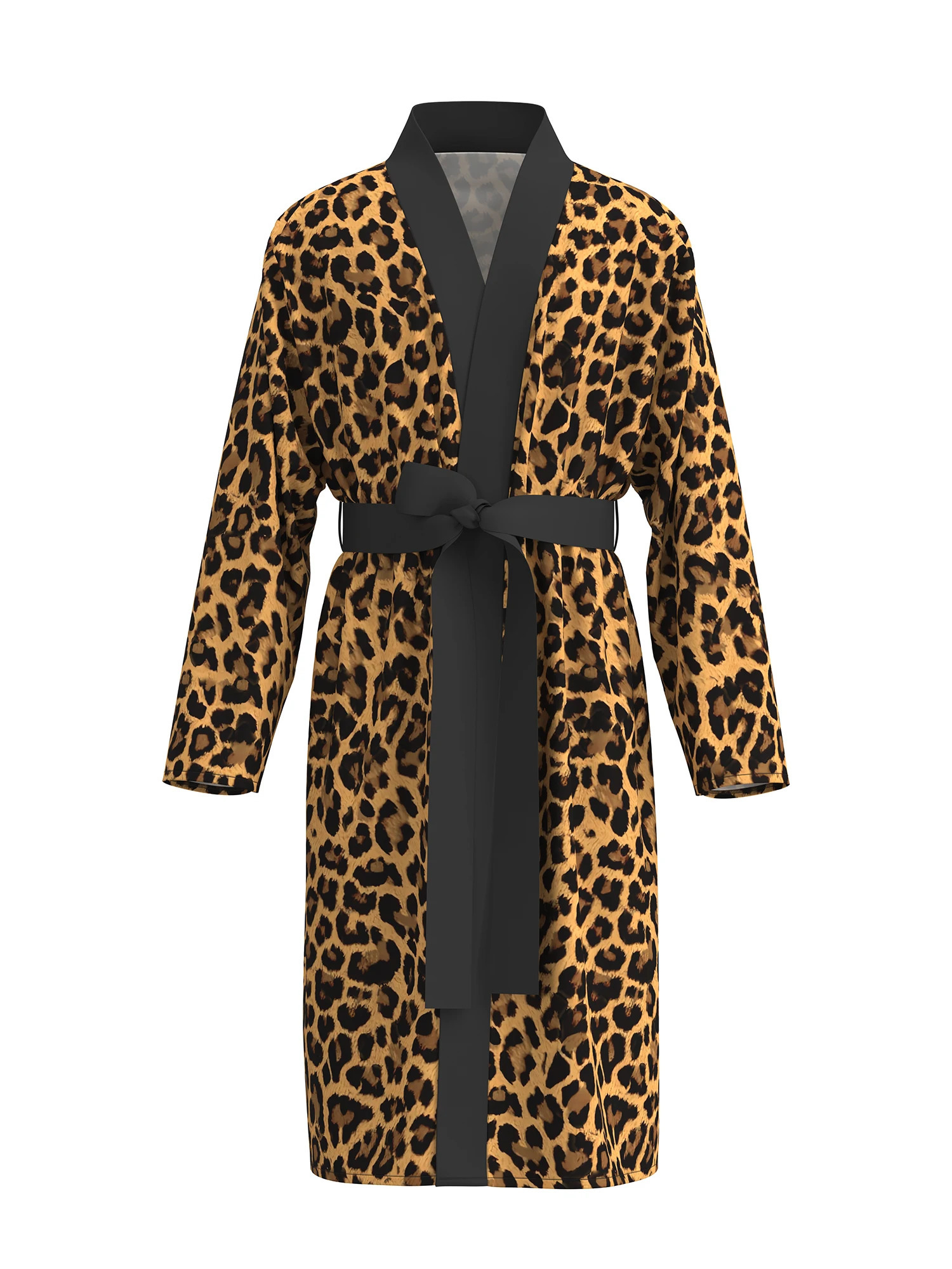 2026 mens home robe 3D digital fullprint leopard print casual bathrobe spring and summer thin quickdrying with 261017