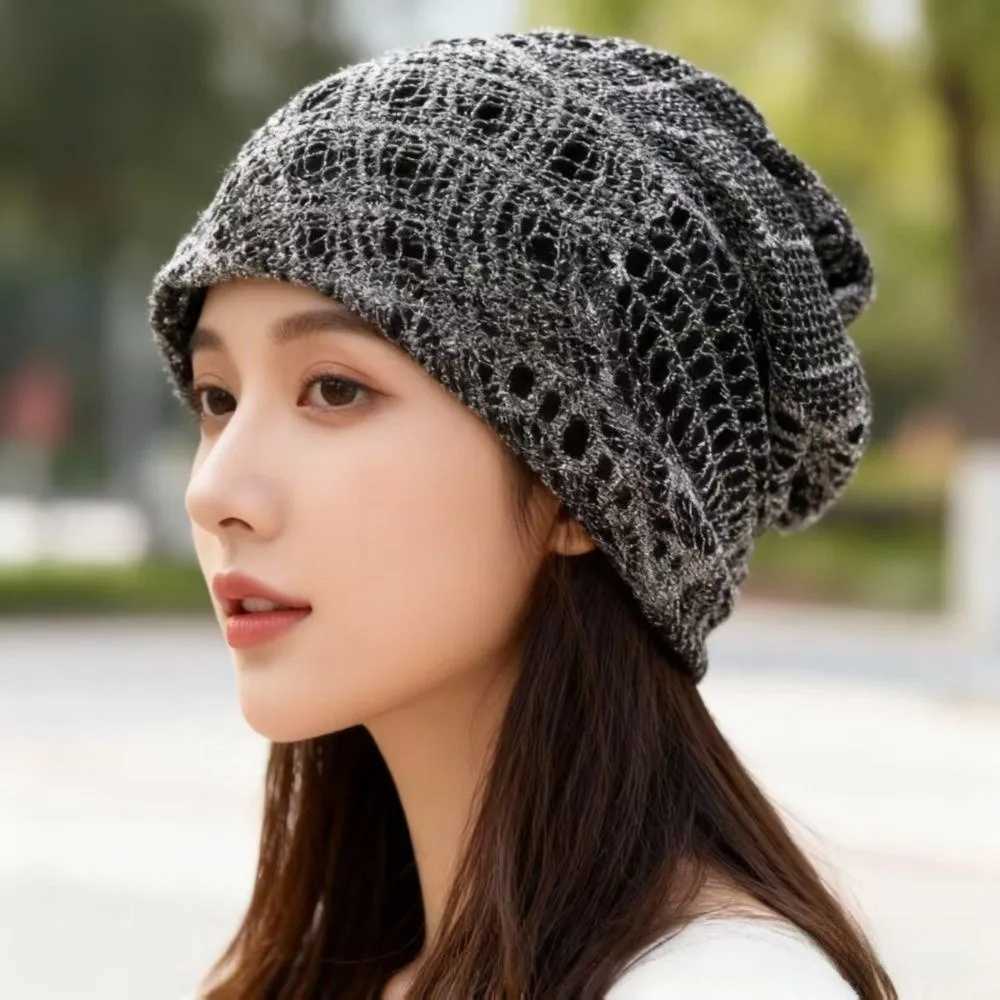 Beanie/Skull Caps Hollow Out Mesh Beanie for Women Knitted Crochet Lightweight Knit Skull Cap Soft Breathable Mesh Pullover Hat Daily WearT261017