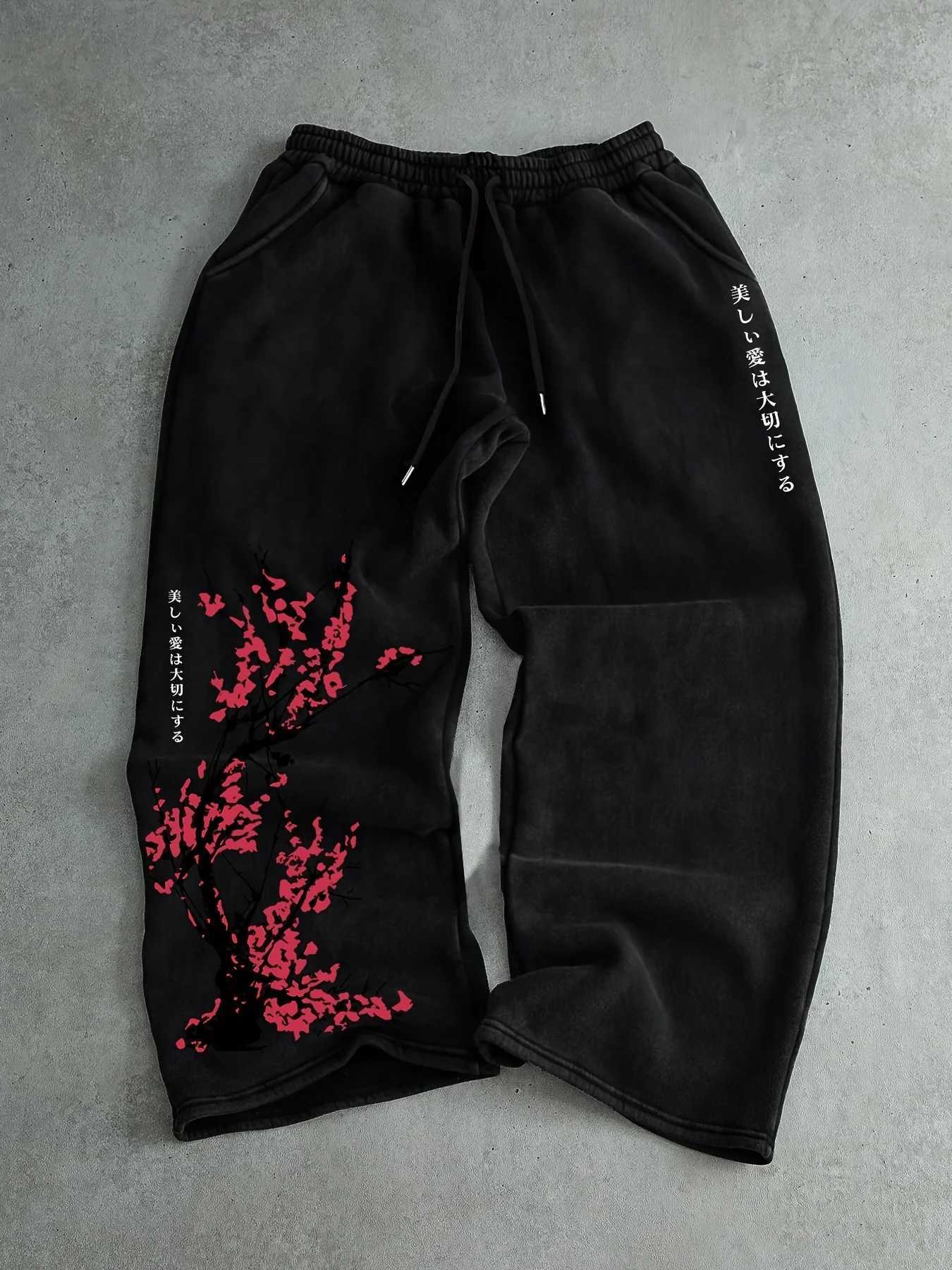Japanese Style Men's Loose Retro 3D Pattern Printed Loose Street Style Men's and Women's Same Quick Drying Sports Casual Pants S26101