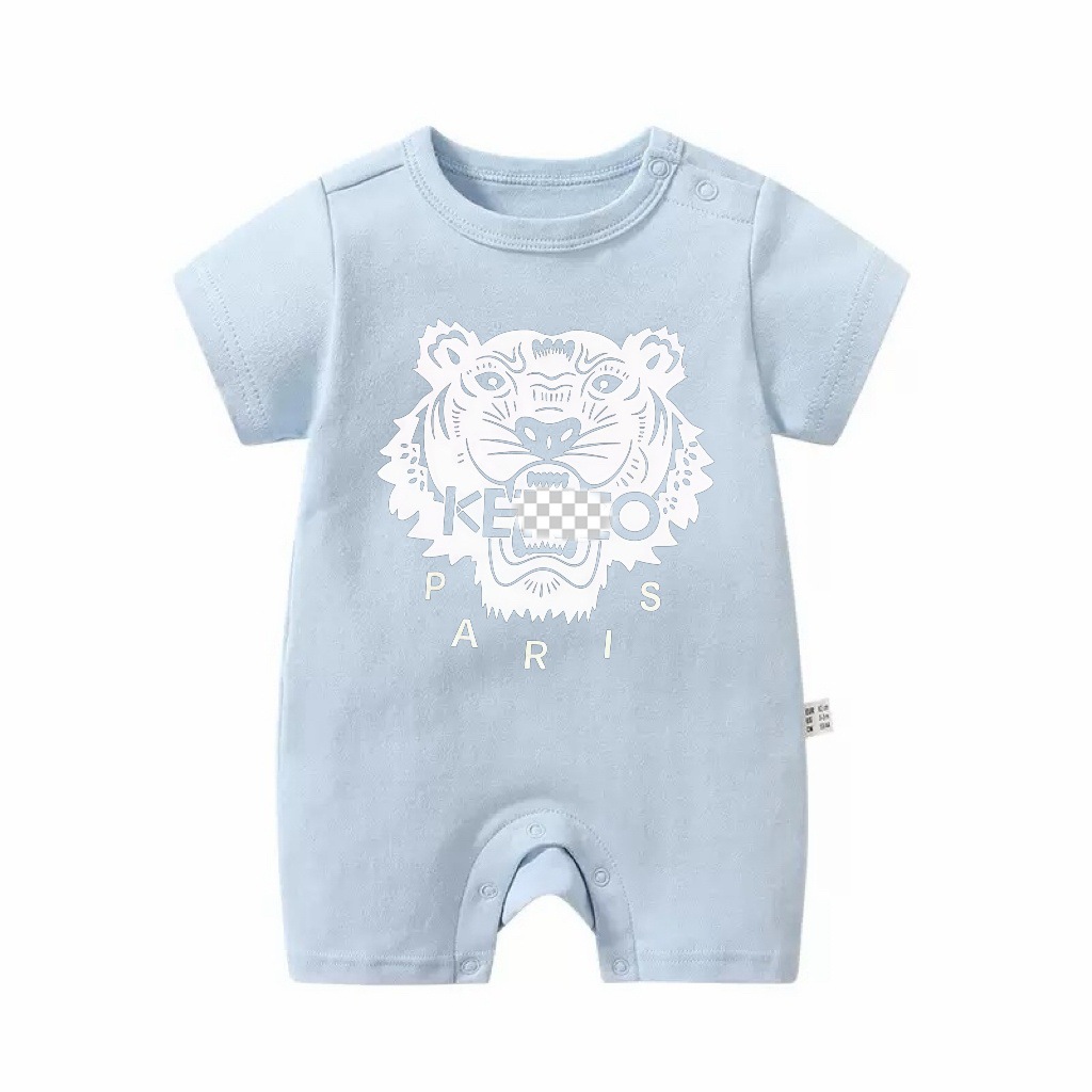 Summer baby jumpsuit short sleeved pure cotton baby crawling suit cartoon tiger pattern for boys and girls Ha Yi tiger baby