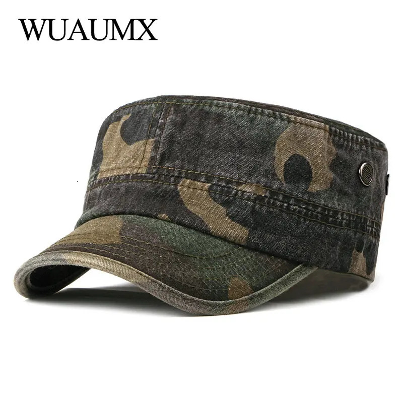 Vintage Camouflage Hats for Men Women Spring Summer Flat Top Baseball Caps Outdoor Camo Cadet Combat Fishing Cap Sunscreen Cap261016