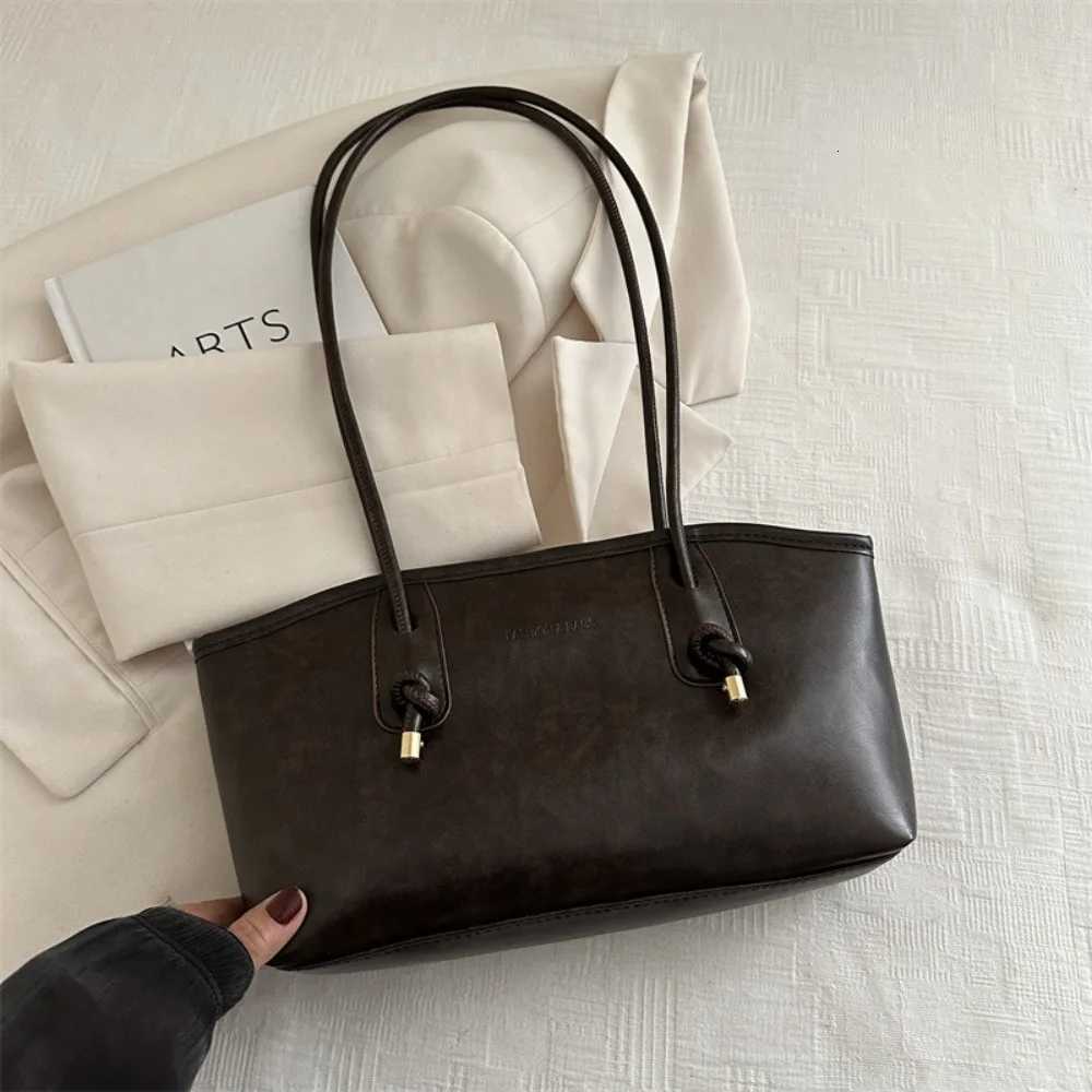 Evening Bags Y2K Trend Large Capacity Work Shoulder Bag Solid Color PU Leather Lady Handbags Simple Tote Bag Women Female H261016