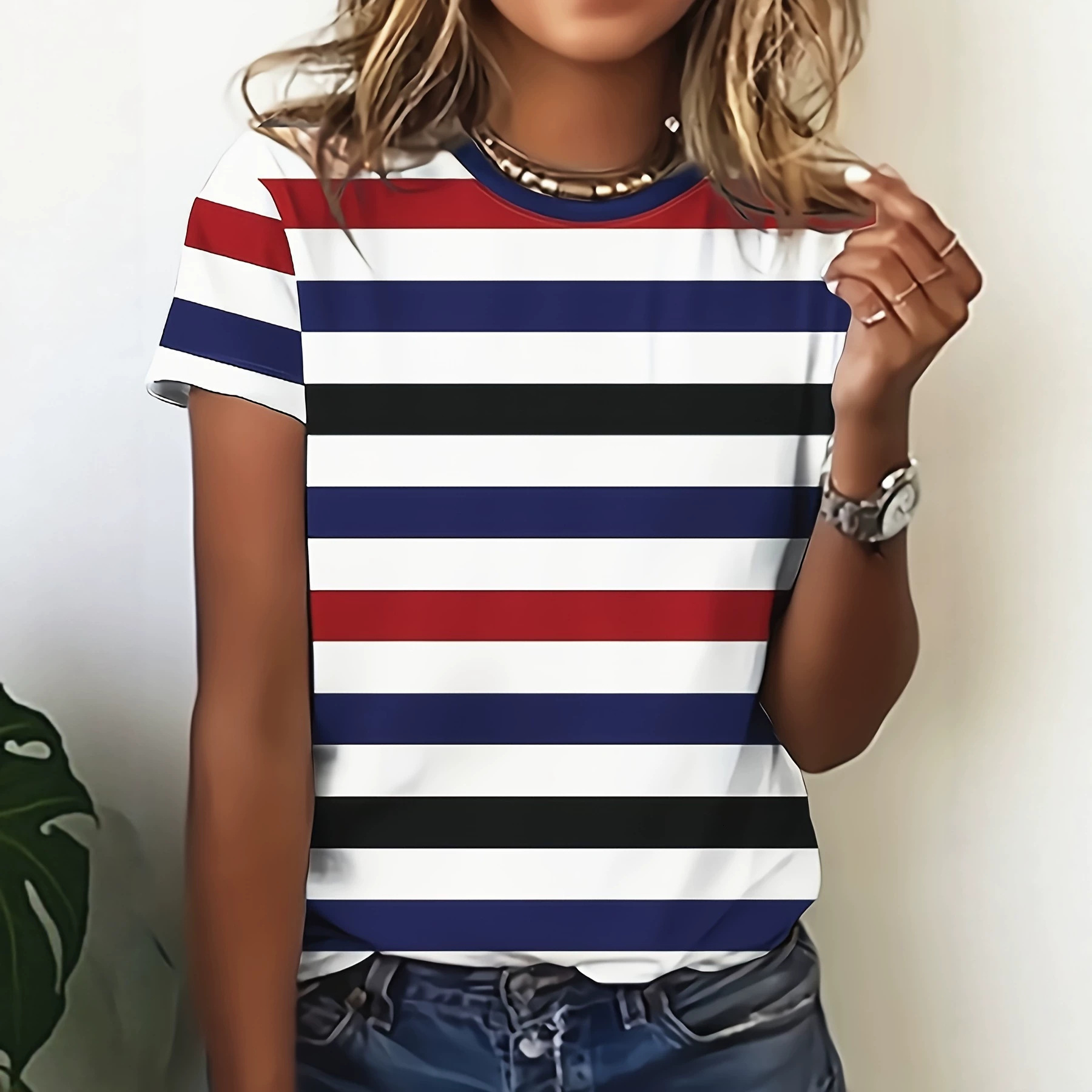 2026 Floral Series 3D Printed Short-Sleeved T-Shirt, Imitation Cotton, New Women's Fashion, Wholesale For Export Free Shipping