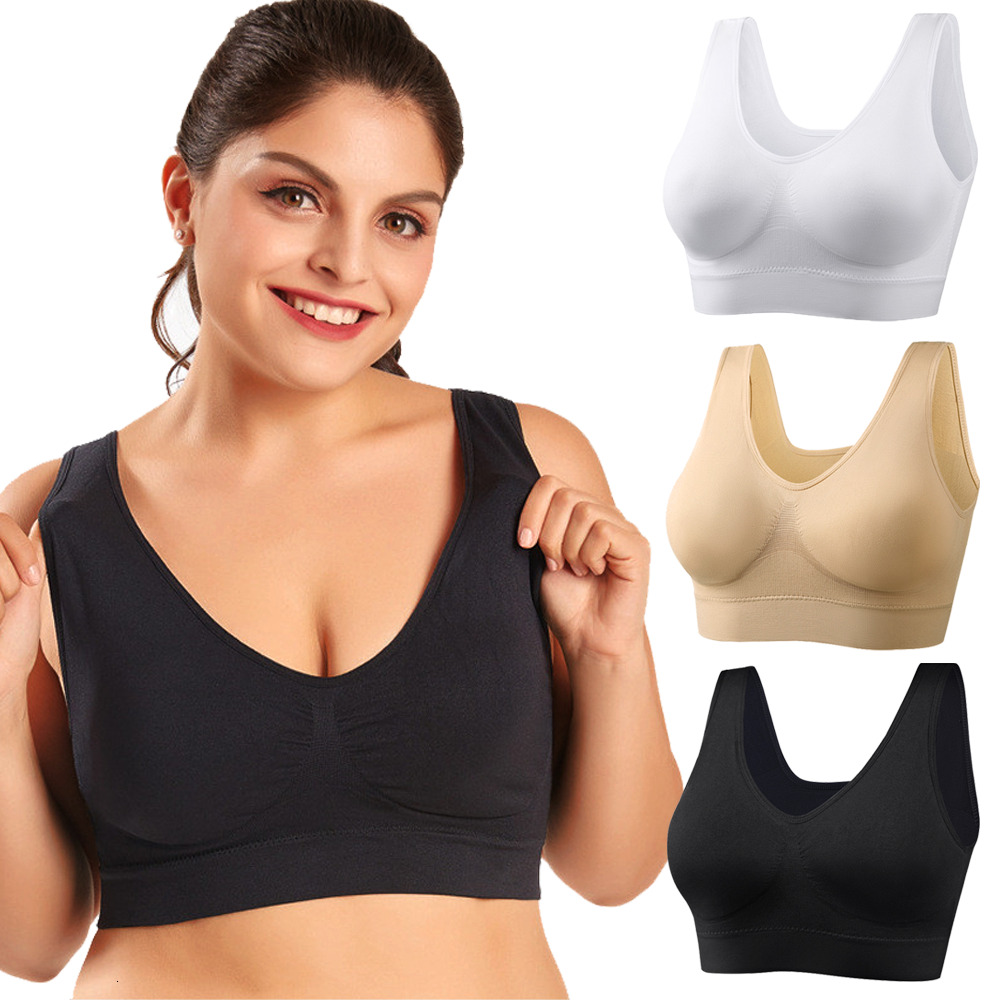 Sports Bra Push Up Wireless Plus Size Double Layer Seamless Yoga Fitness Lingeries No Steel Ring Underwear Gym Running Bras dongdumaoyi