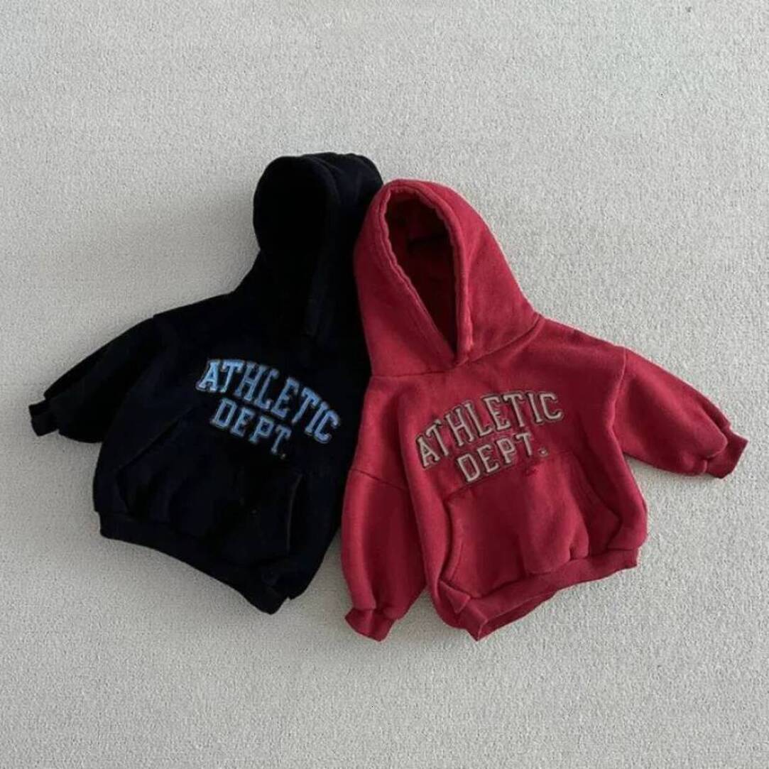 Girls Hoodie Winter Kids pullover Hoodie Plus Velvet Thick Girls Boys Letters Hooded Sweatshirt Baby Warm Fleece Tops Casual Clo