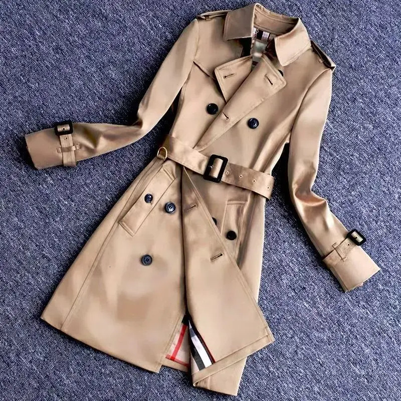 Women Short Jacket European Long Trench casual Women's Coat Casual Slimming Spring And Autumn New Classic Long Double Row Slim Women's Jac