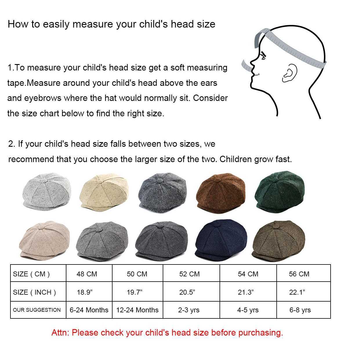 Caps JANGOUL Kids Newsboy Small Size Boy Woolen Tweed Flat Cap Herringbone Girl Infant Toddler Youth Beret Hat for Child M261016