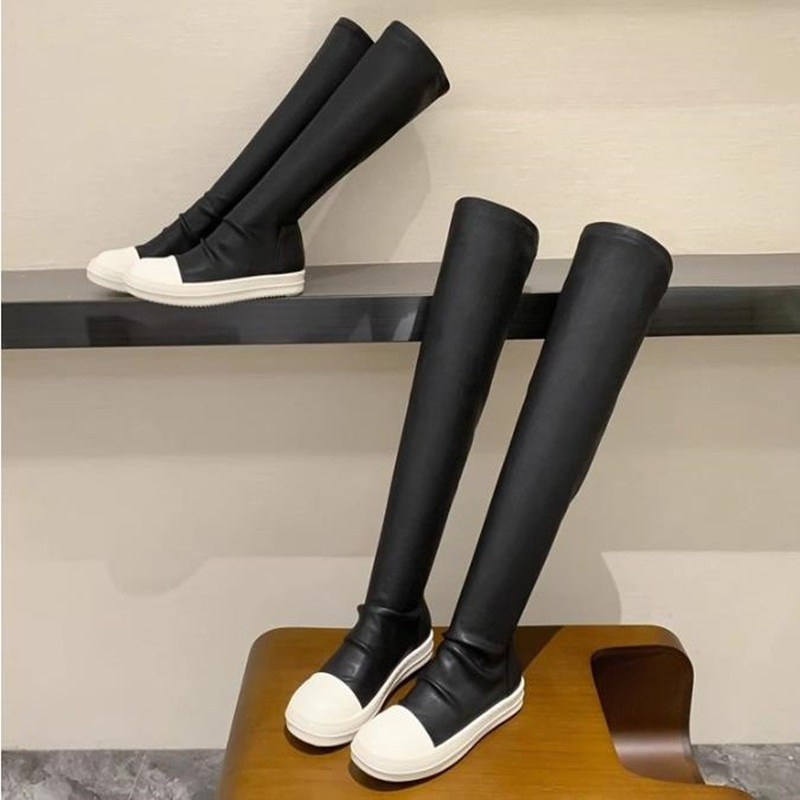 Stylish Boots Gothic Women Men Over the Knee High Boots New Rock Fashion Warm Cotton Long Booties Ladies Platform Shoes Snow Winter Dark Metal Punk