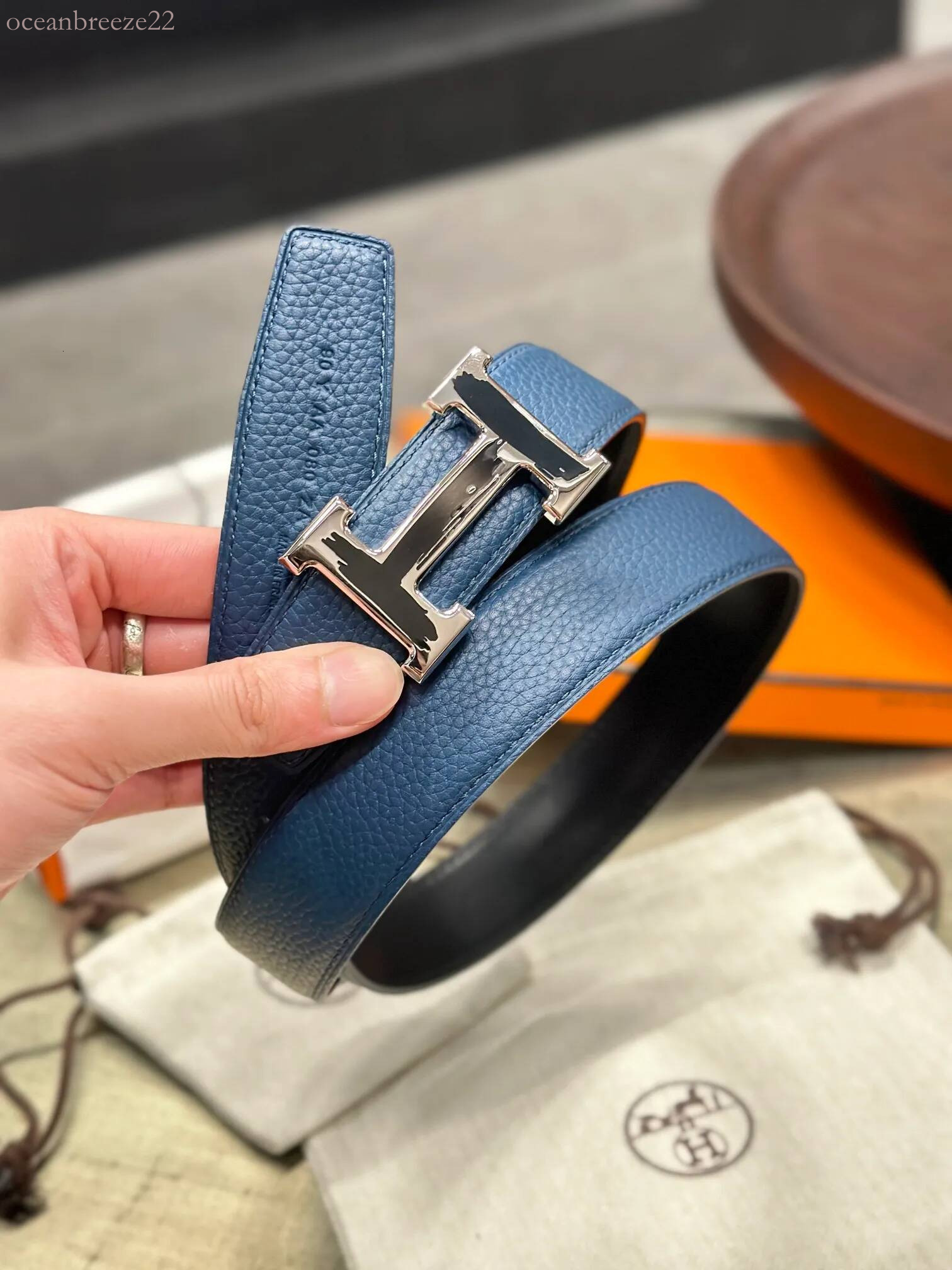 hness belt Designer Luxury Brand Top Cowhide Men's Belt H shaped Buckle Genuine Leather Automatic Buckle Men's Youth Simple And Fashionabl