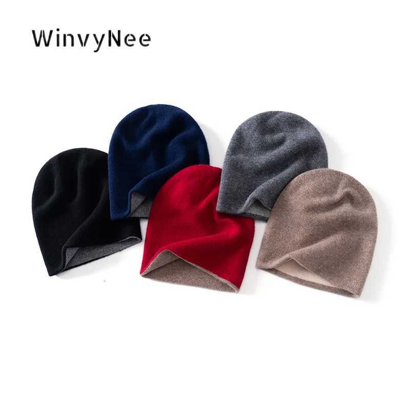 Beanie/Skull Caps WinvyNee Women 100% Wool Reversible Double Layer Beanie Loose Knitted Cap Autumn Winter Thickened Stylish Soft Headwear I1883050 Q
