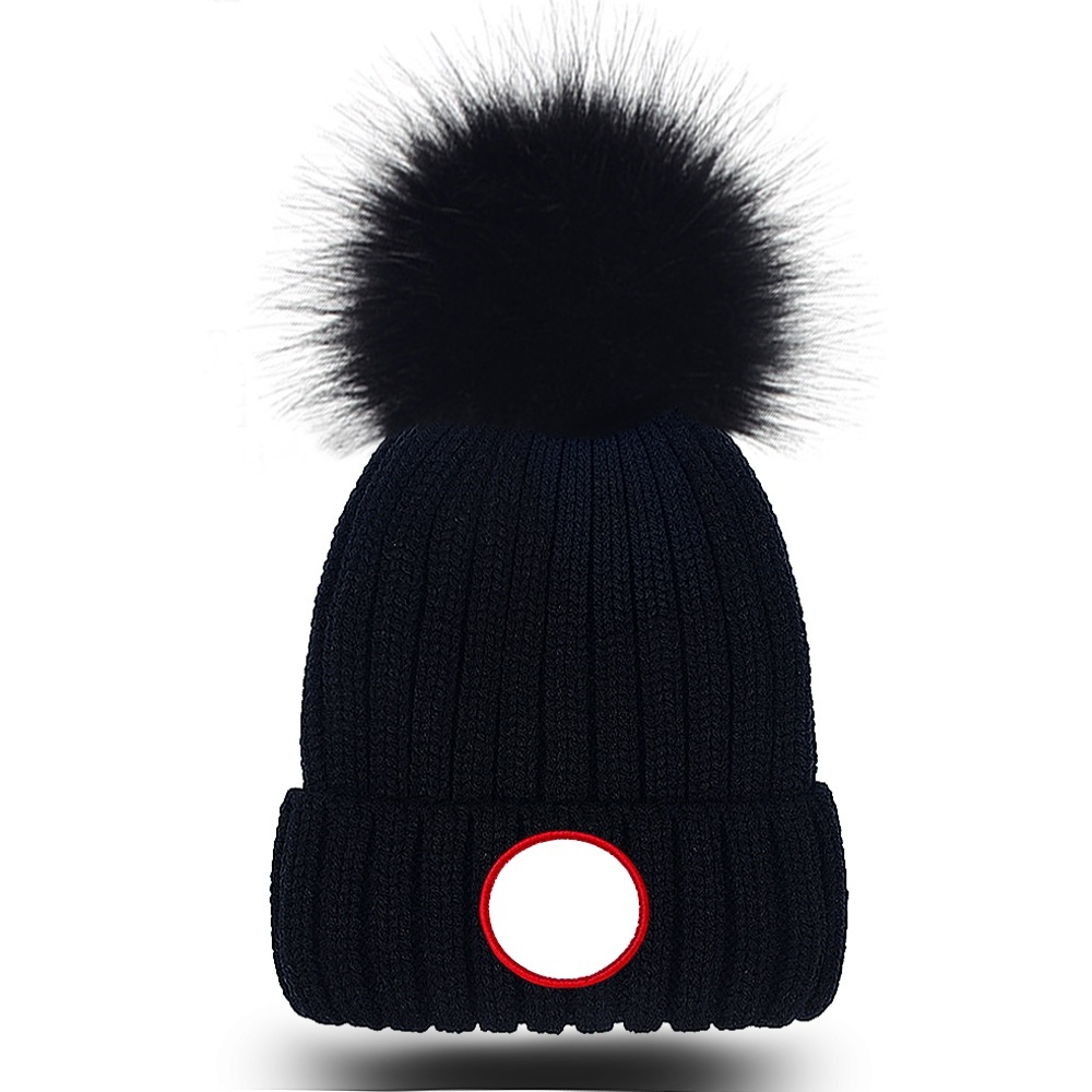 Fashion Adults Thick Warm Winter Outdoor Sport Hat For Women Soft Stretch Knitted Pom Poms Hats Men Women Beanies Ski Caps High Quality C-3